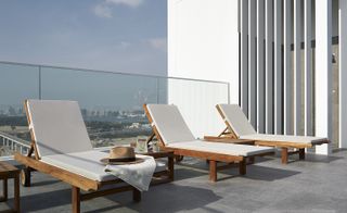 Rooftop sun loungers at Form Hotel, Dubai, UAE