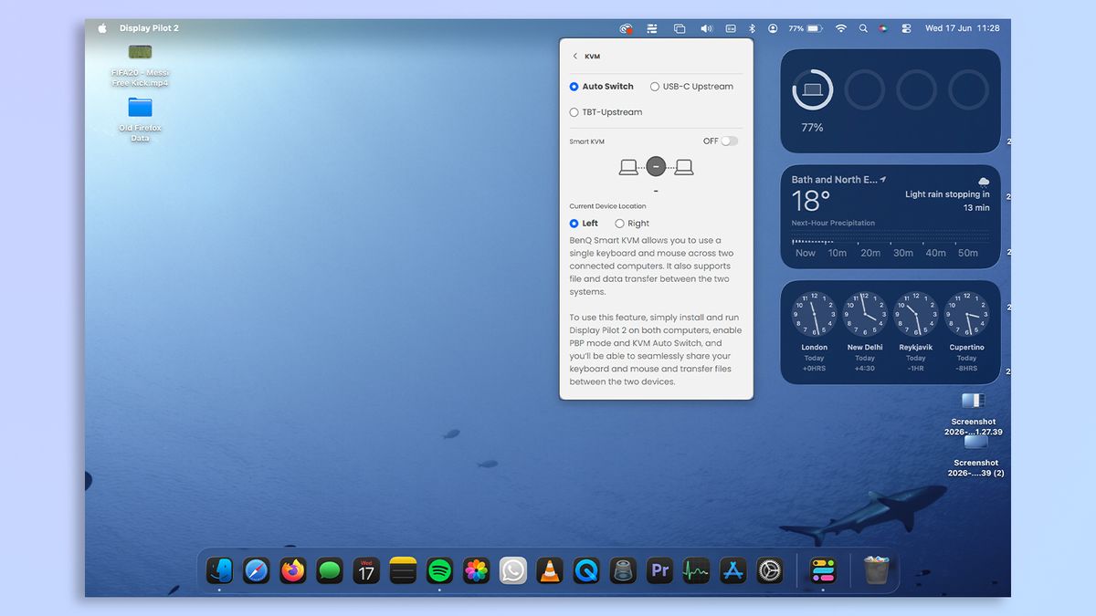 A screenshot showing the Display Pilot 2 app on MacBook
