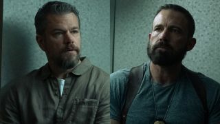 Split image of Matt Damon and Ben Affleck in The Rip