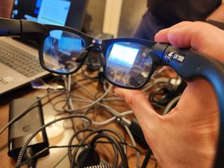 A look through the Lumus smart glasses (at a very cluttered desk)