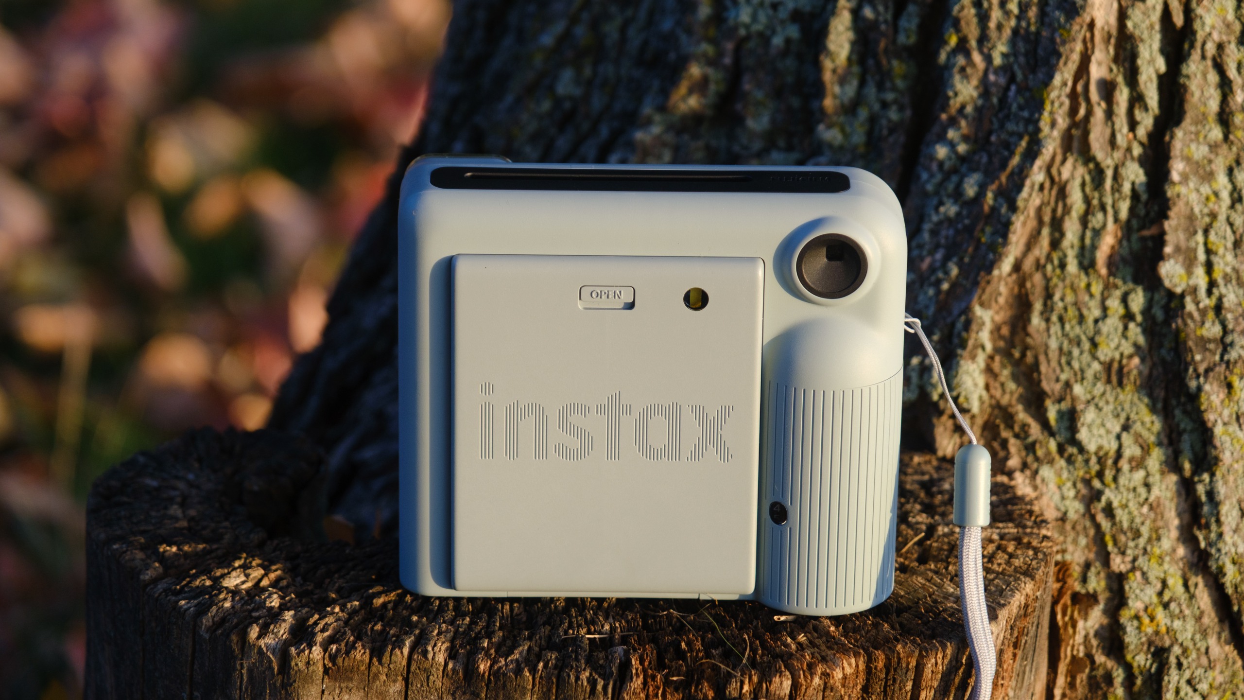 The Fujifilm Instax Square 2 camera photographed outside