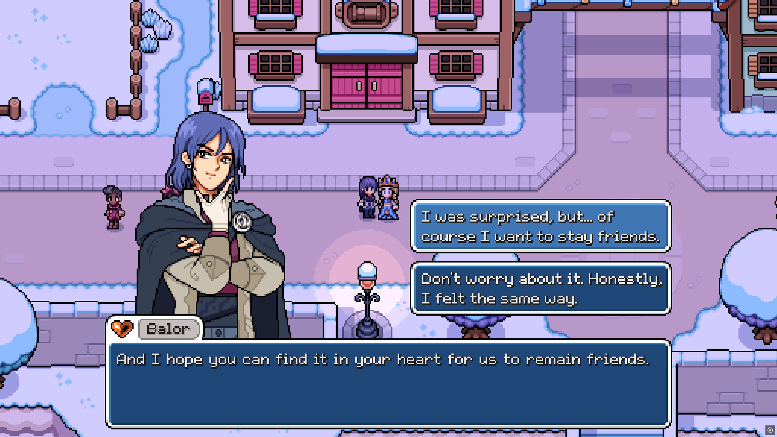 Fields of Mistria - Balor asks the player if they can still be friends after breaking up