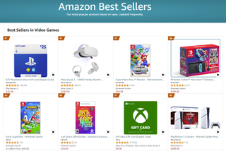 Amazon sales charts for video games on Cyber Monday 2023