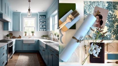 A mood board of the color light blue