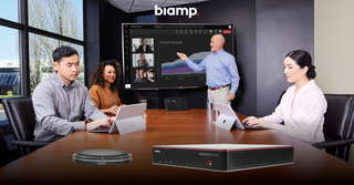 The Biamp Tesira system in a conference room.