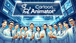 Cartoon Animator banner with people underneath it