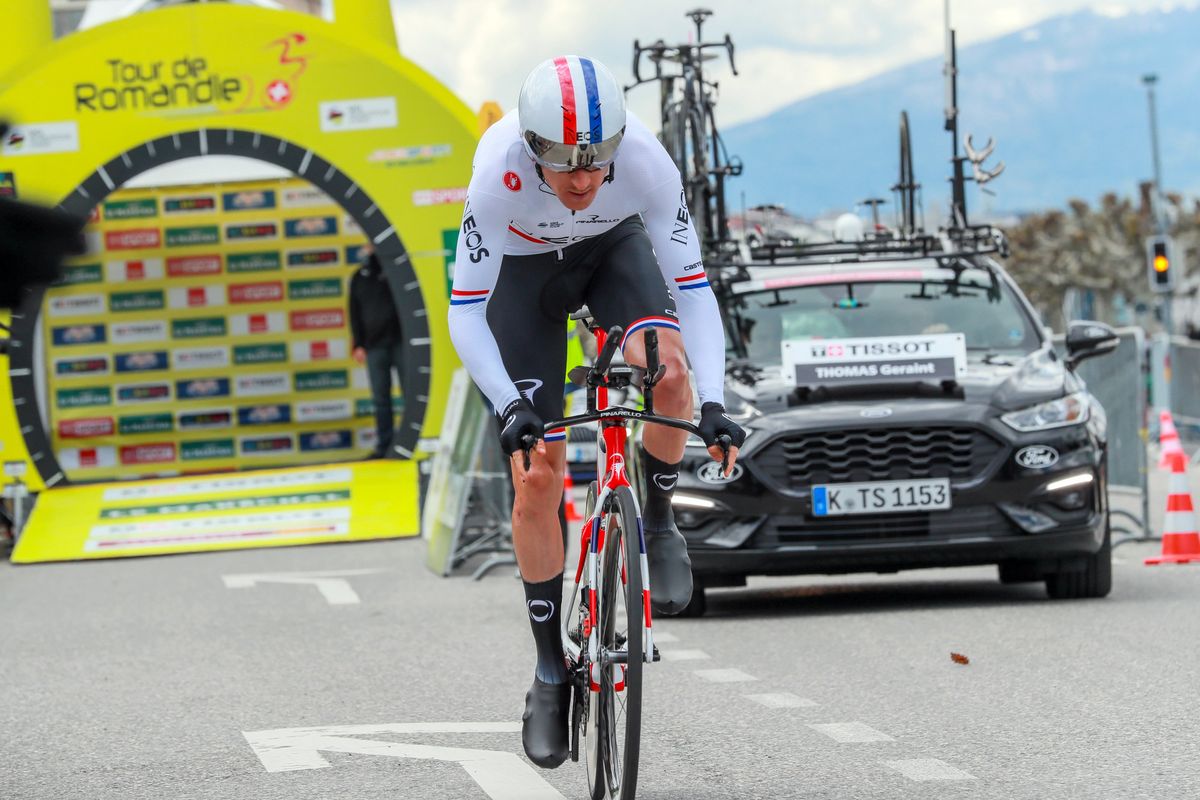 Geraint Thomas on the way to second overall