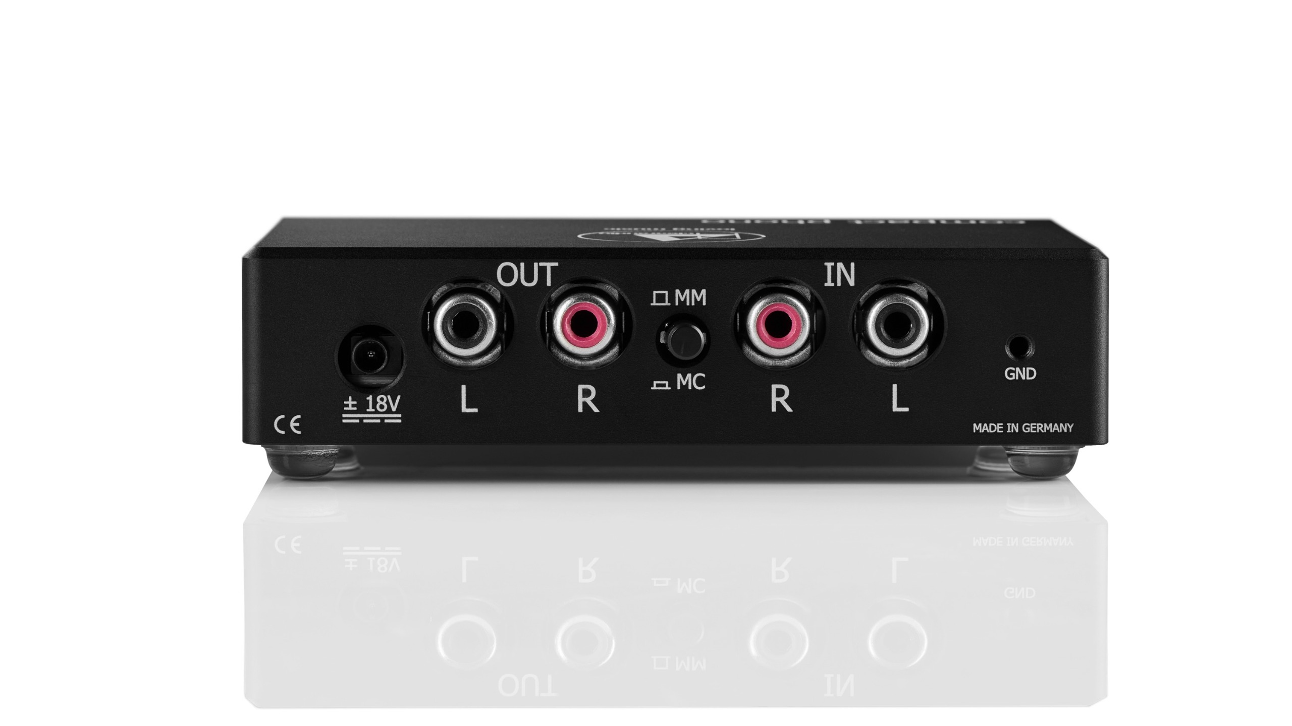 Clearaudio Compact Phono rear panel on white background