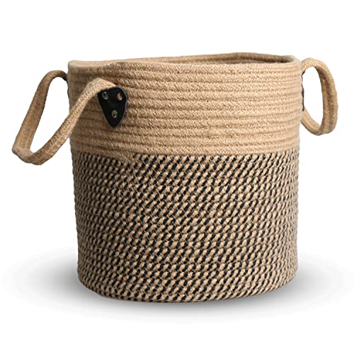Zoes Homeware Jute Rope Basket - 12"x12" Woven Plant Pot Cover, Boho Indoor/outdoor Multifunctional Storage