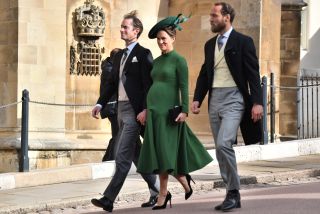 Pippa Middleton attends the wedding of Princess Eugenie of York to Jack Brooksbank at St. George's Chapel on October 12, 2018 in Windsor, England