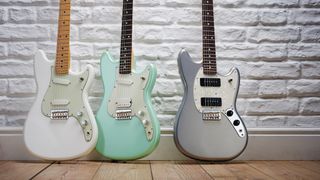 A trio of Squier offset guitars