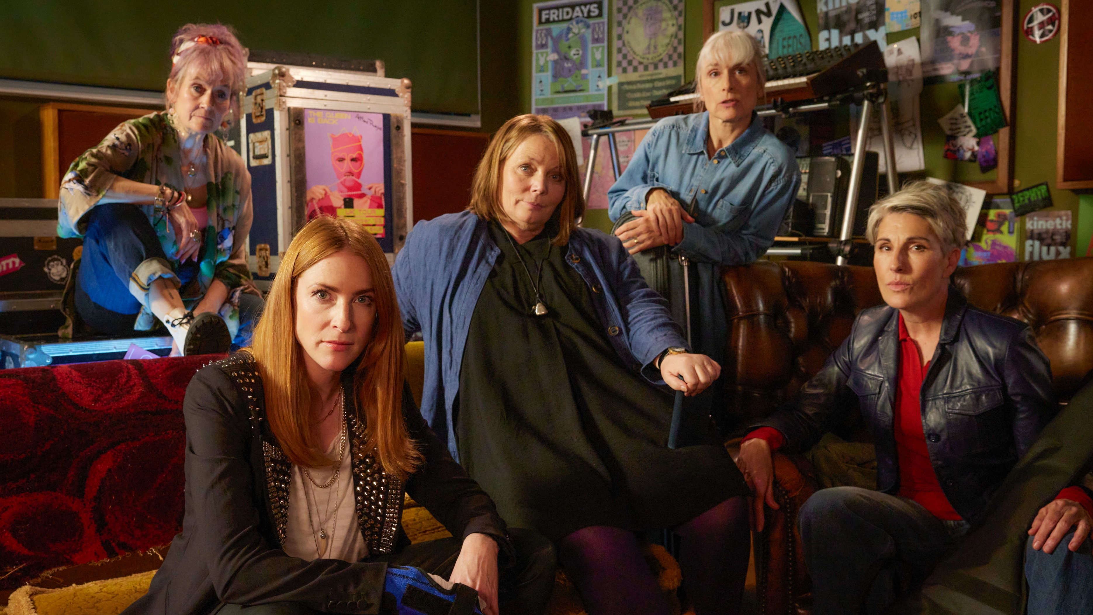 Jess Burchill (LORRAINE ASHBOURNE), Kitty Eckersley (ROSALIE CRAIG), Beth Thornton (JOANNA SCANLAN), Yvonne Vaux (AMELIA BULLMORE), Holly Gaskell (TAMSIN GREIG) in Riot Women