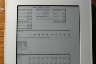 iRIver - Excel files can be displayed but are difficult to read on the six-inch screen
