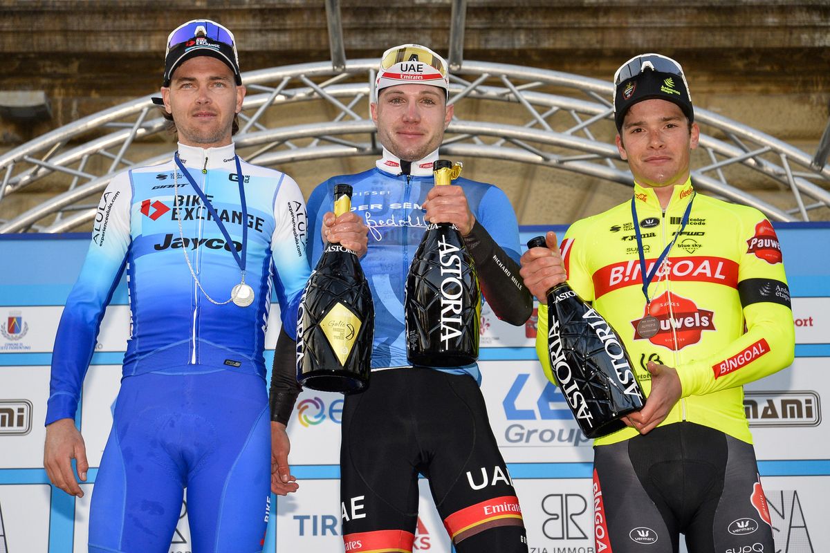 Per sempre Alfredo 2022 - 2nd Edition - Firenze - Sesto Fiorentino 172,7 km - 20/03/2022 - Dion Smith (NZL - Team BikeExchange - Jayco) - Marc Hirschi (SUI - UAE Team Emirates) - Remy Mertz (BEL - Bingoal Pauwels Sauces WB) - photo Tommaso Pelagalli/SprintCyclingAgency&Acirc;&copy;2022