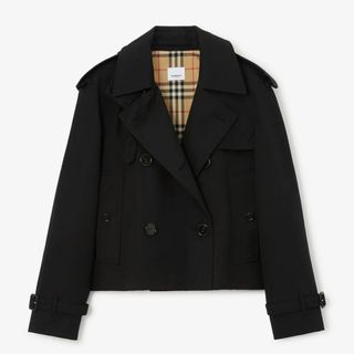 cropped black Burberry trench coat