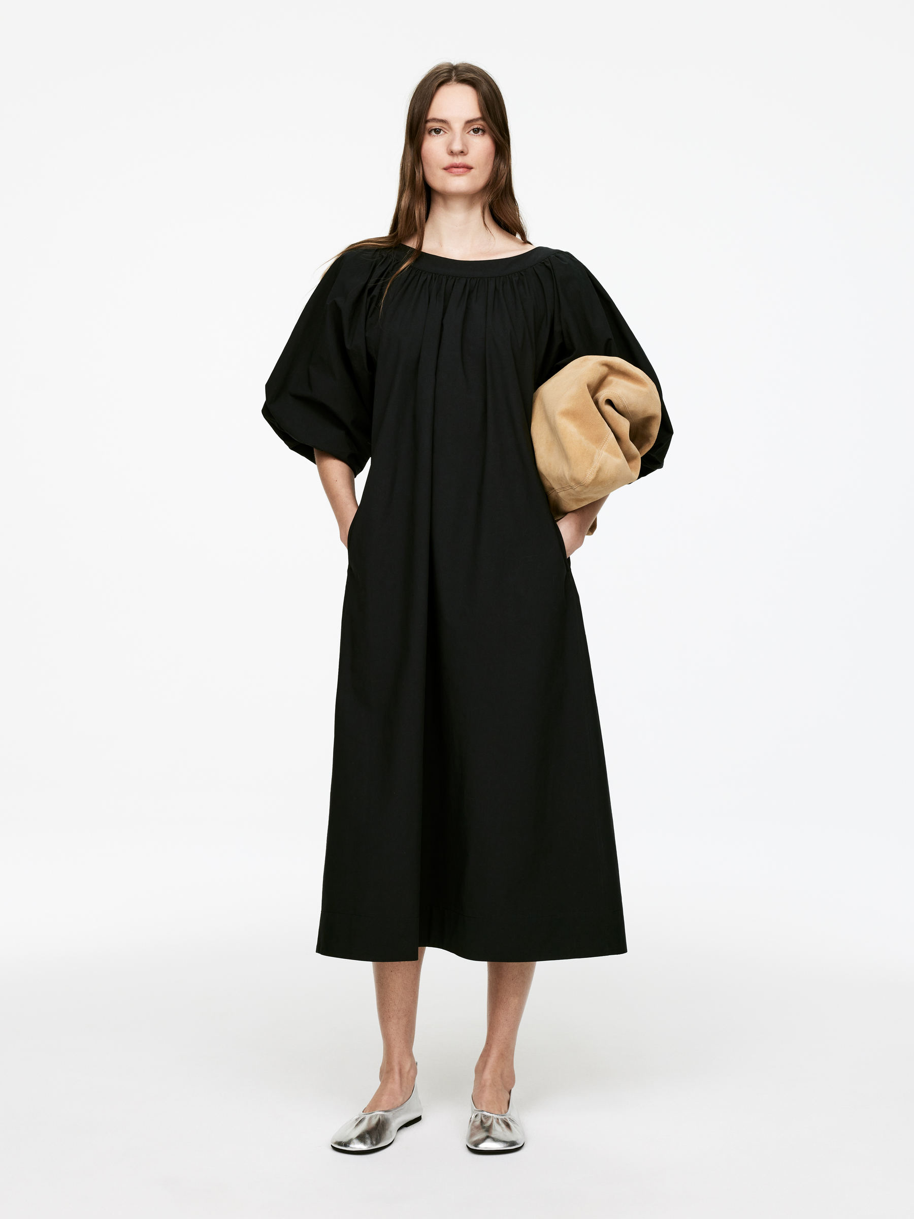 Ballon-Sleeve Dress – Black – Women – Arket Gb