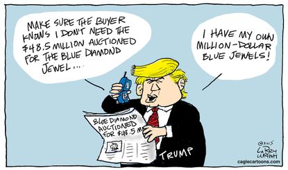 Political cartoon U.S. Donald Trump Blue Diamond