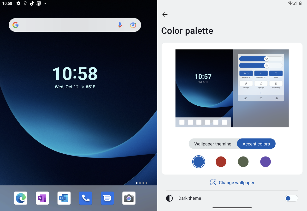 Surface Duo Android 12L screenshots