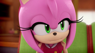 Amy Rose staring at someone in Sonic Boom on Netflix