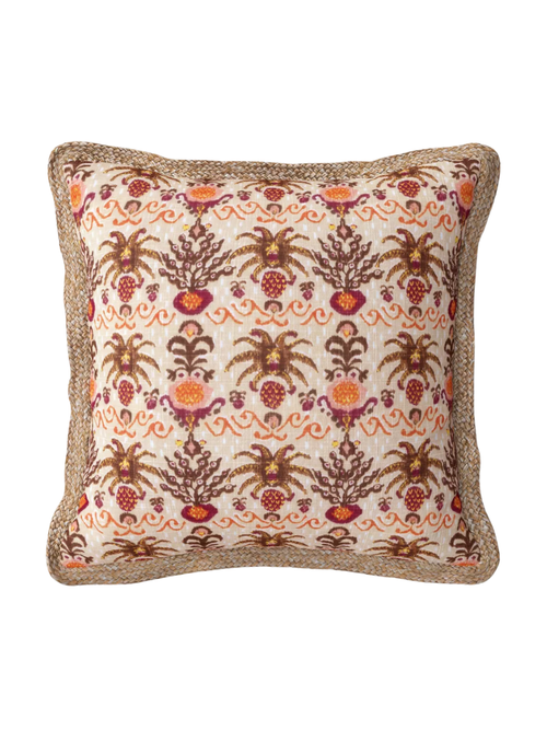 Ikat Print Trimmed Pillow