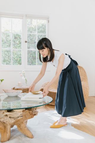 Marie Kondo pictured organizing her home