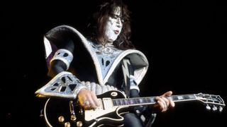 Frehley, onstage in LA, circa '79, with his iconic Les Paul Custom.