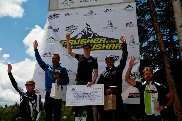 Tyler Wren takes home the $1,000 winner&rsquo;s check flanked by riders Shirley in 2nd, Henry in 3rd, Grant in 4th and Wycoff in 5th