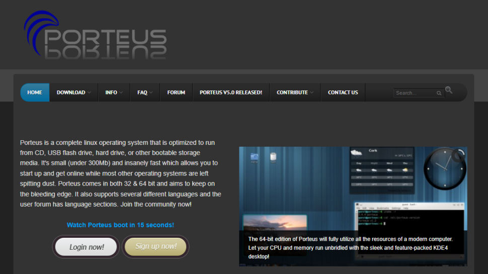 Website screenshot for Porteus