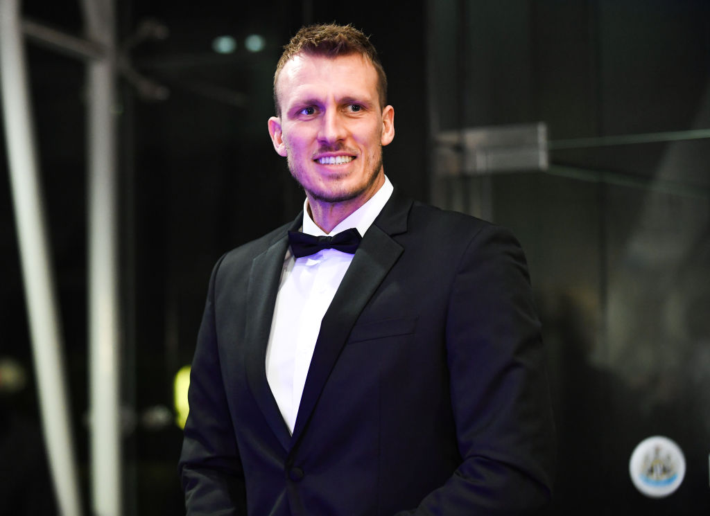 Dan Burn of Newcastle United arrives for the Newcastle United Foundation Celebration Dinner 2024/25 at St James' Park on November 19, 2024 in Newcastle upon Tyne, England