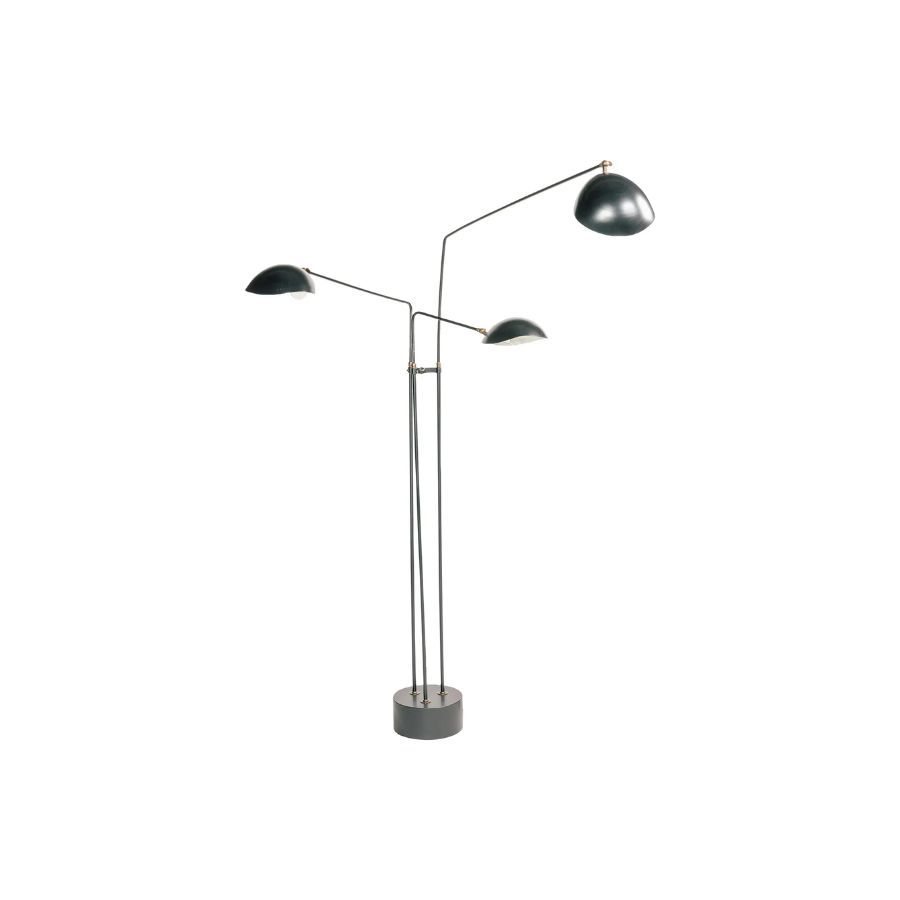 mid century chrome lamp with three small metal shades