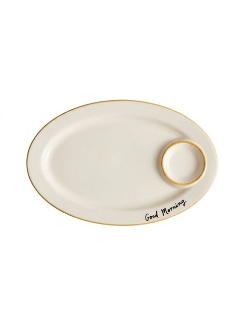 Good Morning Stoneware Pastry Plate