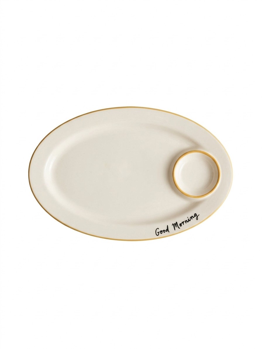 Dunelm, Good Morning Stoneware Pastry Plate