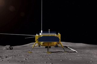 An artist's illustration of China's Chang'e 4 lander on the far side of the moon. The mission launched on Dec. 8, 2018 Beijing Time (Dec. 7 EST/PST).