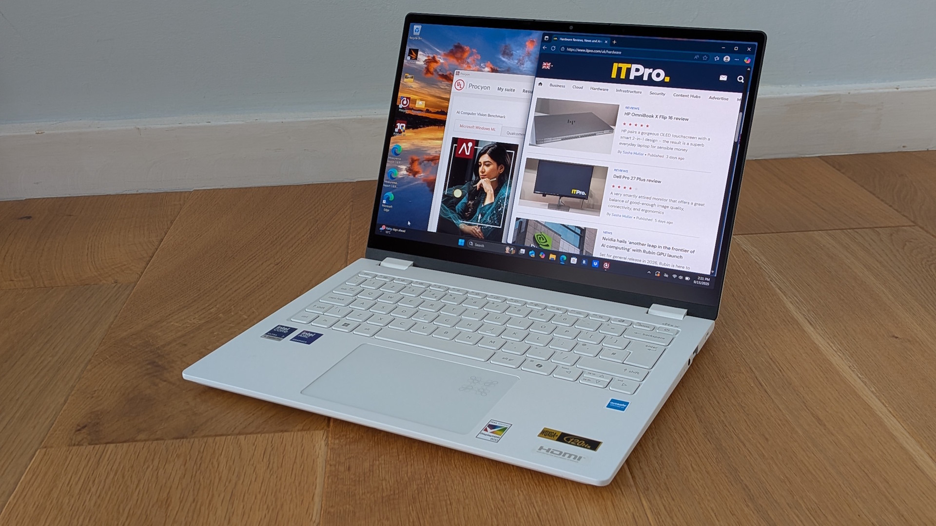 The Acer Swift Edge 14 AI on a desk