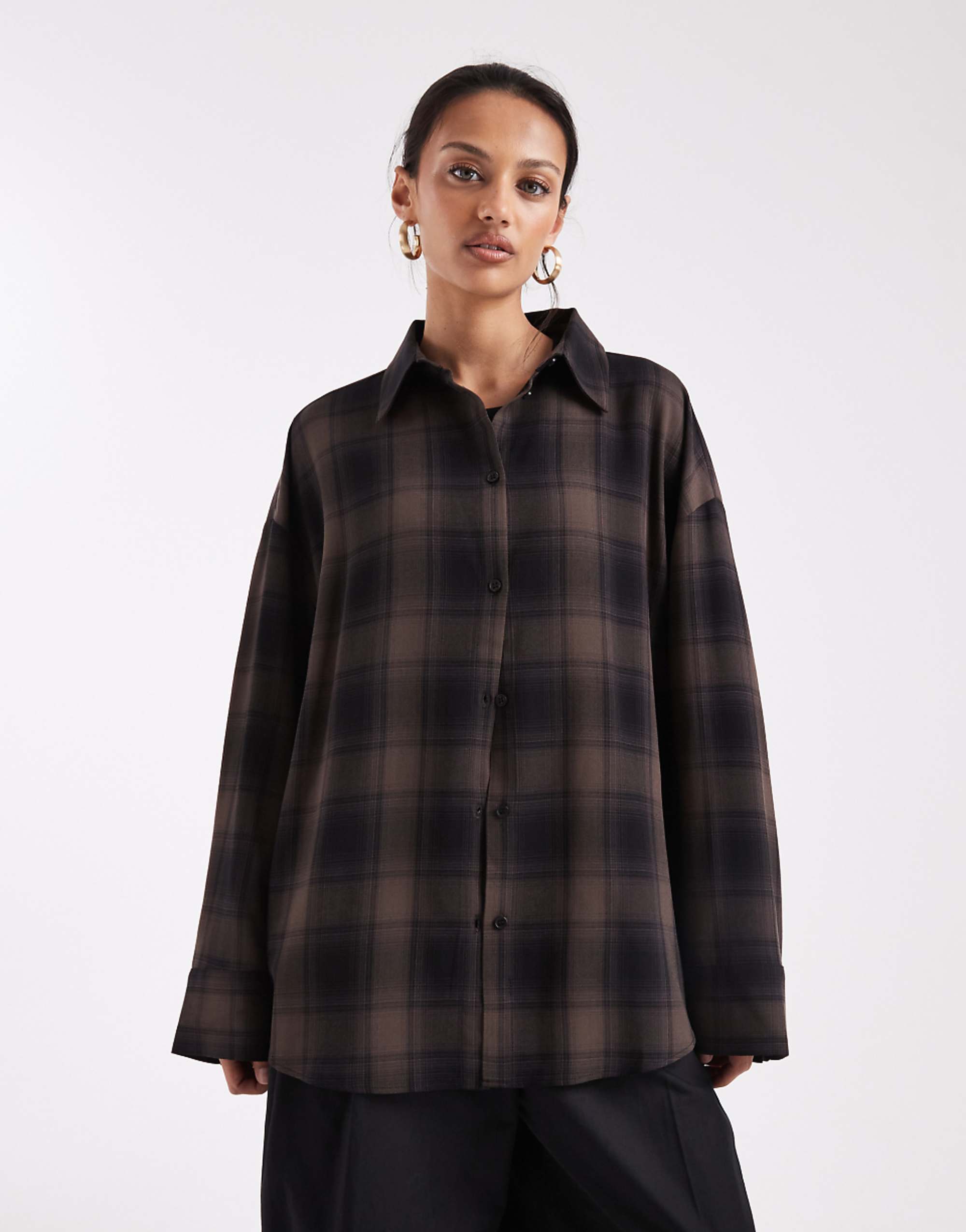 Asos Design Oversized Shirt With Wide Sleeves in Check