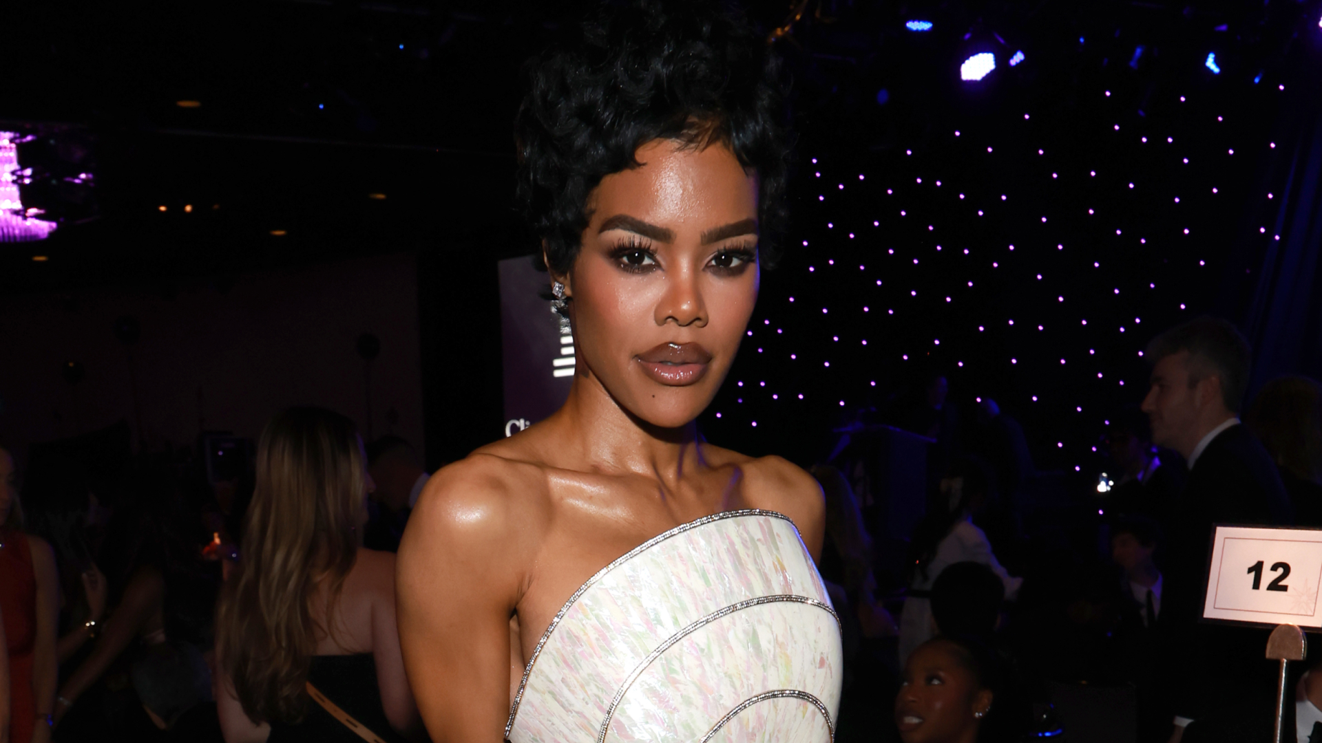 Teyana Taylor wearing a breastplate couture gown at the 68th GRAMMY Awards Pre-GRAMMY Gala on January 31, 2026 in Los Angeles, California