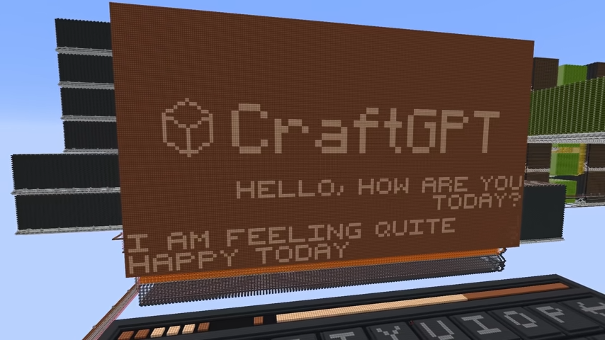 Sammyuri's CraftGPT in action, a LLM built within Minecraft.