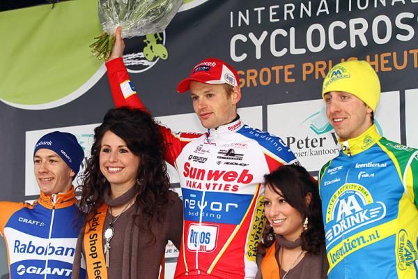 Men's podium (l-r): Lars van der Haar, Kevin Pauwels and Thijs Van Amerongen