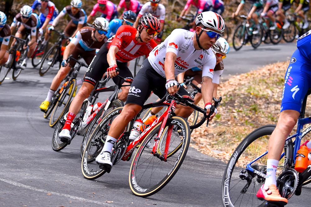 Caleb Ewan in the bunch during stage 3 at the Tour Down Under