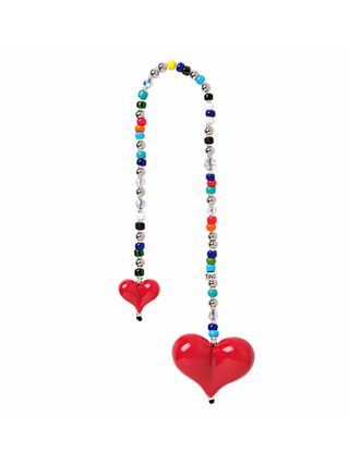 bag charm with colorful bead and hearts