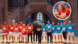 The Pools centenary match with John Barnes played at a cathedral