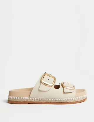 M&S Collection, Leather Double Buckle Flatform Sandals