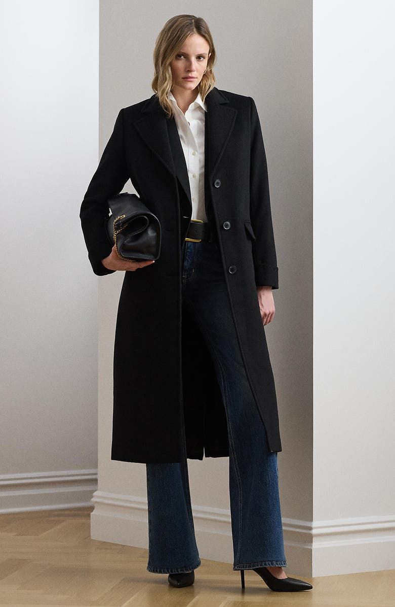 Longline Wool Blend Reefer Coat