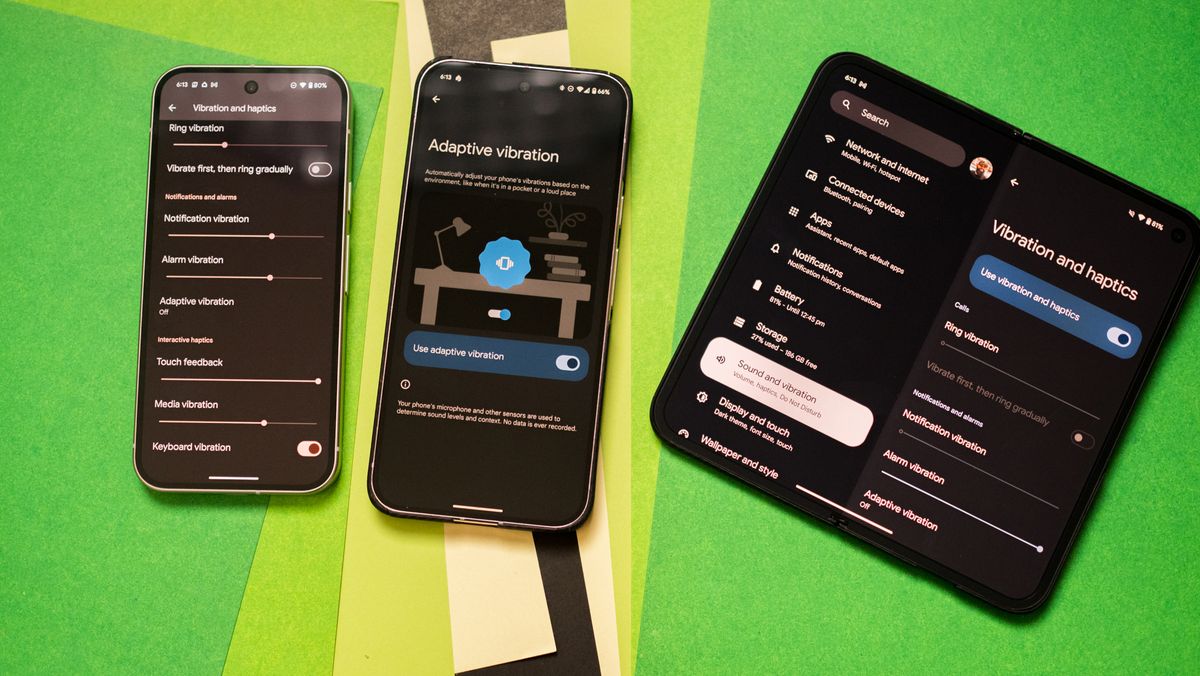 Vibration settings in Android 15 on Pixel 9, 9 Pro XL, and 9 Pro Fold