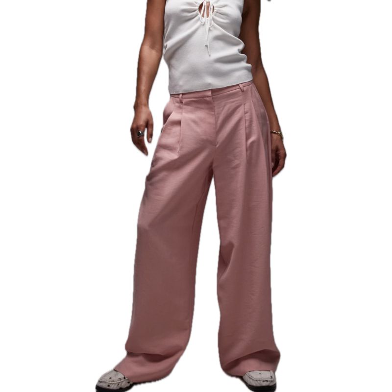 Topshop , Premium Tailored Wide Leg Cupro Trousers in Pink