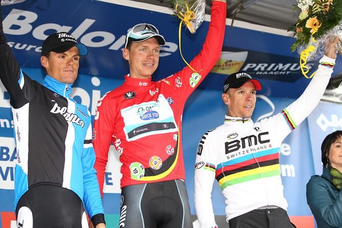 The final Tour of Belgium podium: Luis Leon Sanchez, Tony Martin and Philippe Gilbert