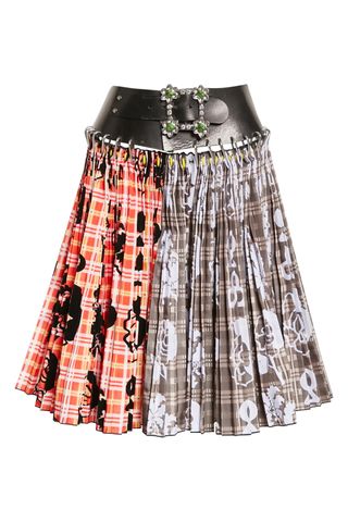 Chopova Lowena Penstemon Mixed Plaid Belted Skirt