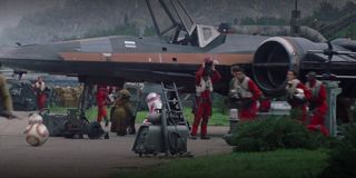 R2-KT in the background behind Poe's ship in Star Wars The Force Awakens