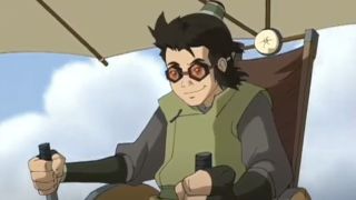 Teo flying in his glider in Avatar: The Last Airbender.