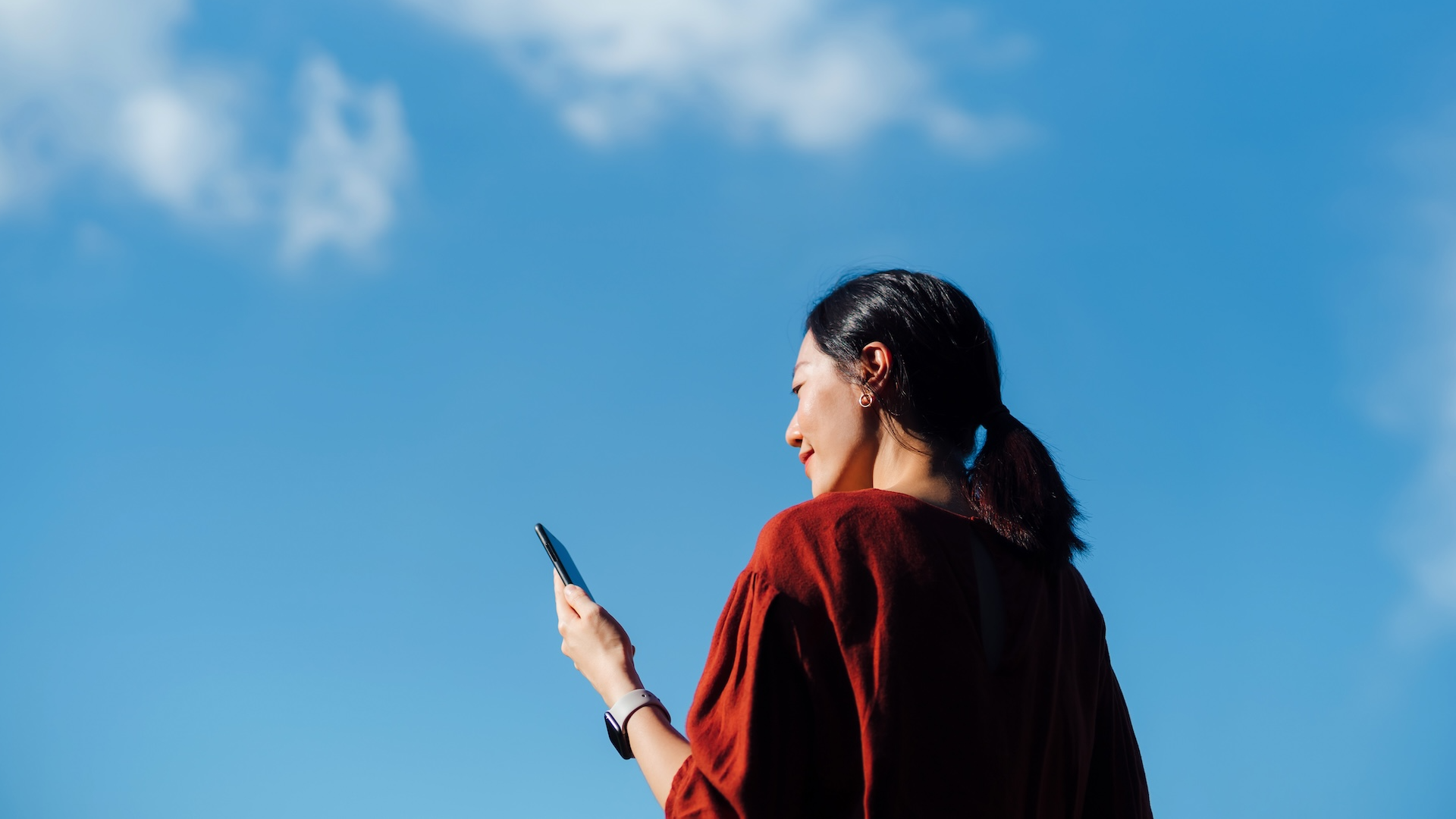 woman using phone